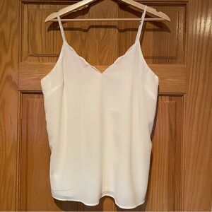 Japna Women's Ivory/White Spaghetti Strap Top | Size Large